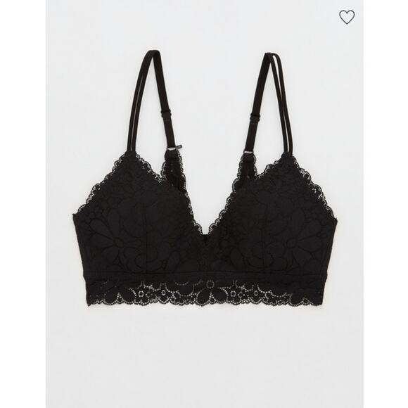 Aerie Real Happy Black Wireless Lightly Lined Candy Lace Bra Size 34C - Picture 4 of 11